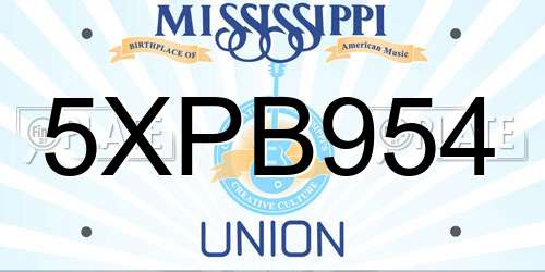 5XPB954 Mississippi License Plate
