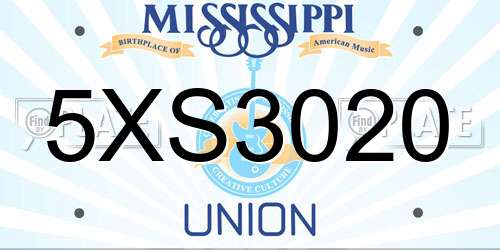 5XS3020 Mississippi License Plate