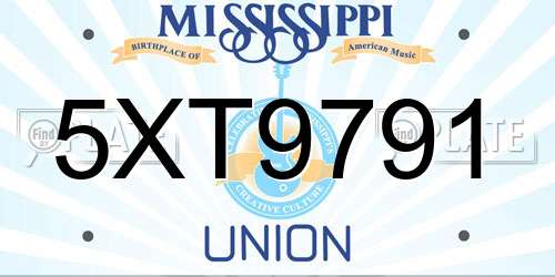 5XT9791 Mississippi License Plate