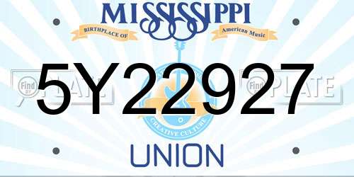 5Y22927 Mississippi License Plate