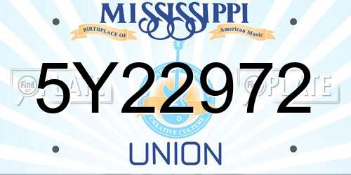 5Y22972 Mississippi License Plate