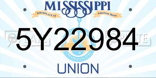 5Y22984 Mississippi License Plate