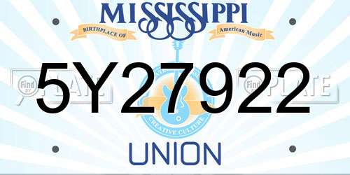 5Y27922 Mississippi License Plate