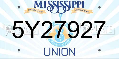 5Y27927 Mississippi License Plate