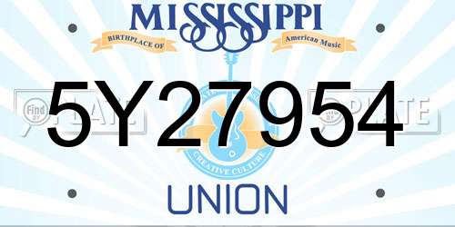 5Y27954 Mississippi License Plate