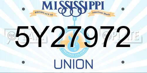 5Y27972 Mississippi License Plate