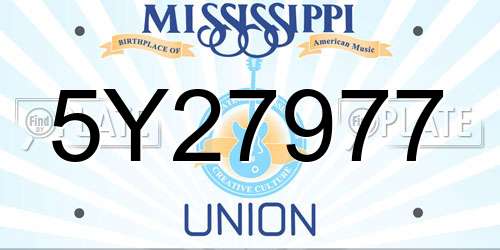 5Y27977 Mississippi License Plate