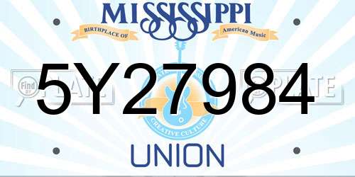 5Y27984 Mississippi License Plate