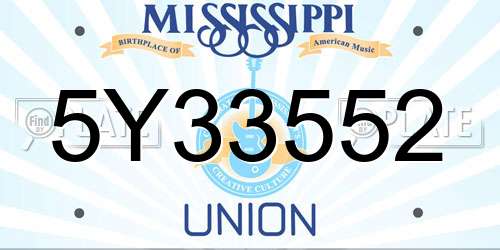 5Y33552 Mississippi License Plate