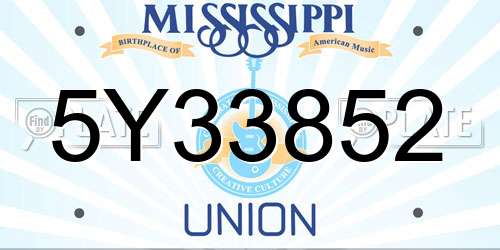 5Y33852 Mississippi License Plate