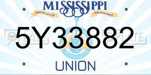 5Y33882 Mississippi License Plate