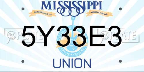5Y33E3 Mississippi License Plate