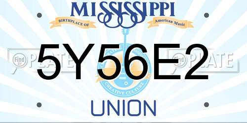 5Y56E2 Mississippi License Plate