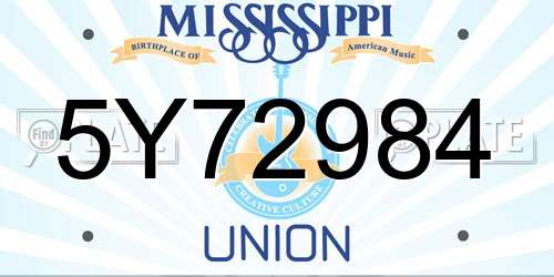 5Y72984 Mississippi License Plate