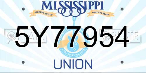5Y77954 Mississippi License Plate