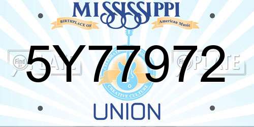 5Y77972 Mississippi License Plate