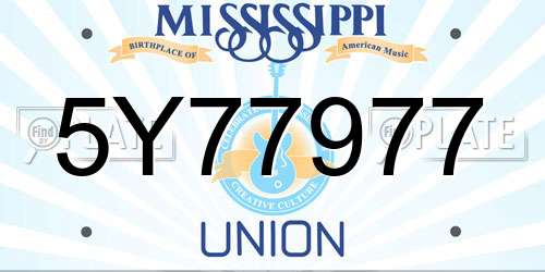 5Y77977 Mississippi License Plate