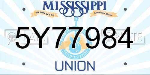 5Y77984 Mississippi License Plate