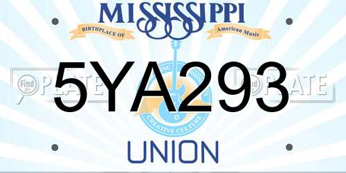 5YA293 Mississippi License Plate