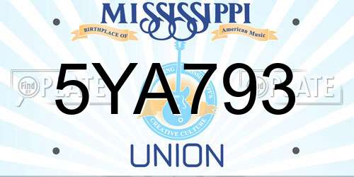 5YA793 Mississippi License Plate