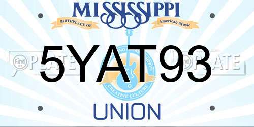 5YAT93 Mississippi License Plate