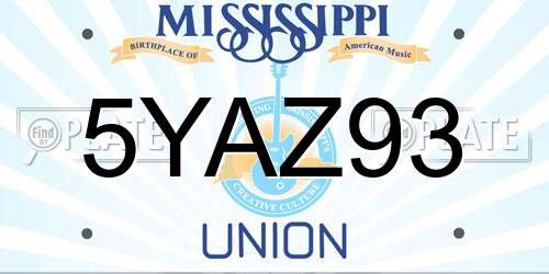 5YAZ93 Mississippi License Plate