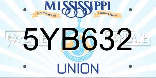 5YB632 Mississippi License Plate