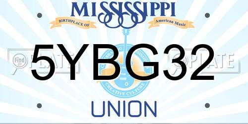 5YBG32 Mississippi License Plate