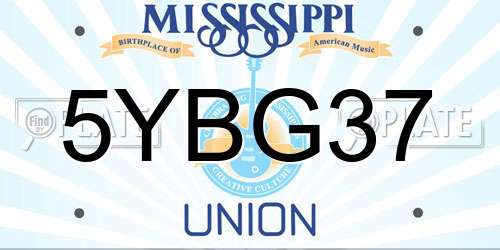 5YBG37 Mississippi License Plate