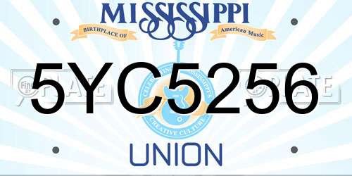 5YC5256 Mississippi License Plate