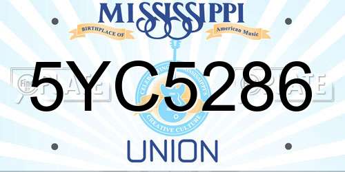 5YC5286 Mississippi License Plate