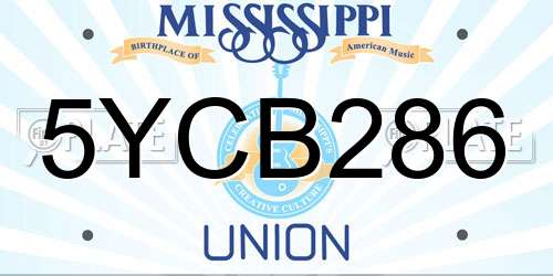 5YCB286 Mississippi License Plate