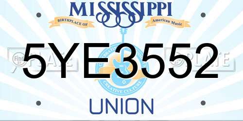 5YE3552 Mississippi License Plate