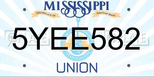 5YEE582 Mississippi License Plate