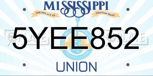 5YEE852 Mississippi License Plate