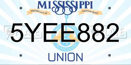 5YEE882 Mississippi License Plate