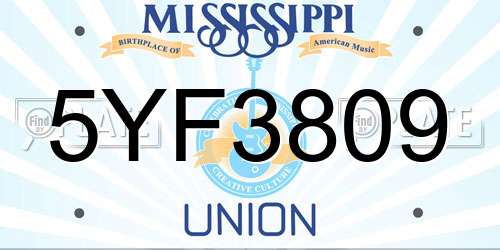 5YF3809 Mississippi License Plate