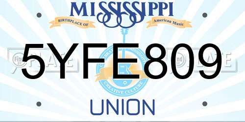 5YFE809 Mississippi License Plate