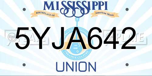 5YJA642 Mississippi License Plate