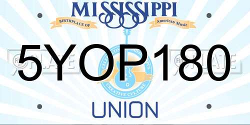 5YOP180 Mississippi License Plate