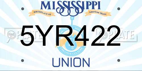 5YR422 Mississippi License Plate