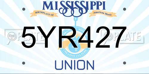 5YR427 Mississippi License Plate