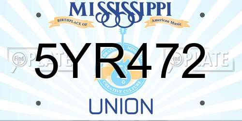 5YR472 Mississippi License Plate
