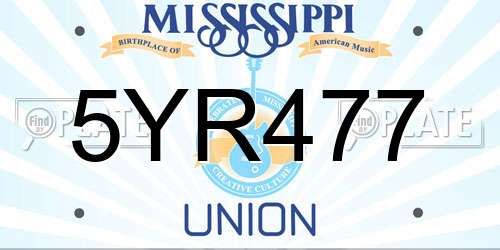 5YR477 Mississippi License Plate