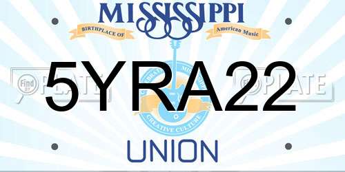 5YRA22 Mississippi License Plate