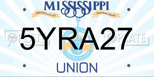 5YRA27 Mississippi License Plate