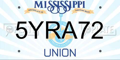 5YRA72 Mississippi License Plate