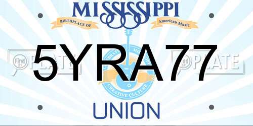 5YRA77 Mississippi License Plate