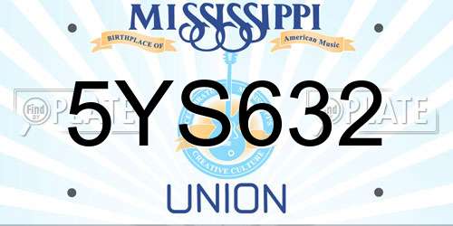 5YS632 Mississippi License Plate