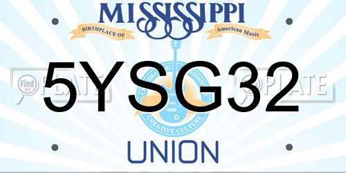 5YSG32 Mississippi License Plate